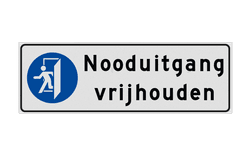 Bord vlak 300x100mm nooduitgang vrijhouden - reflecterend