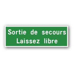 Panneau de sortie de secours 500x200mm vert/blanc