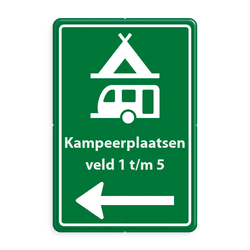 Informatiebord kampeerplaatsen + pictogram/pijl - reflecterend