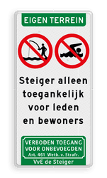 Verkeersbord prive steiger alleen toegankelijk voor leden/bewoners - reflecterend