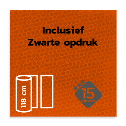 Reflecterende folie FLUOR Oranje met Zwarte print  klasse 3 T-7514