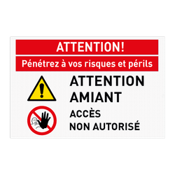 Panneau de sécurité - Danger amiante