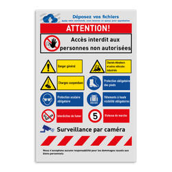 Panneau d'accès pour propriété privée avec 8 pictogrammes