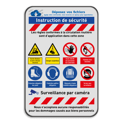 Panneau de sécurité | 8 pictogrammes + logo et bannière
