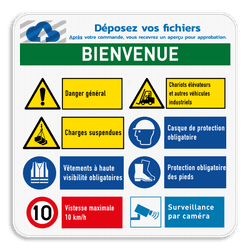 Panneau de sécurité | 8 pictogrammes + logo et bannière
