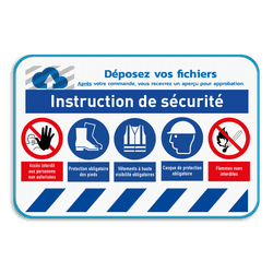 Panneau de sécurité avec logo + 5 pictogrammes