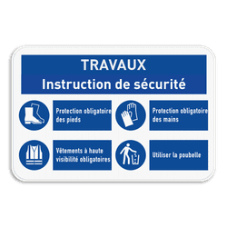 Panneau de sécurité avec bannière + 4 pictogrammes