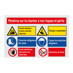 Panneau de sécurité avec 6 pictogrammes