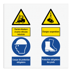 Panneau de sécurité avec 4 pictogrammes