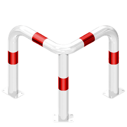 Arceau d&rsquo;angle 90&deg; en acier &Oslash; 76 mm blanc/rouge &ndash; Fixation au sol