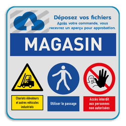 Panneau de sécurité - 3 pictogrammes + bannière et logo