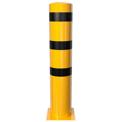 Rammschutzpoller &Oslash;273 x 1500 mm aus Stahl &ndash; gelb/schwarz zum Aufd&uuml;beln