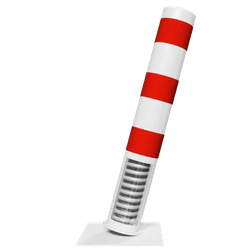 Rampaal Ø152mm staal verzinkt - wit/rood- 1000/1500mm - flexibel verend tot 15 graden