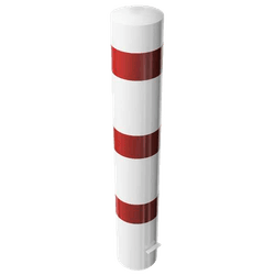 Rampaal Ø193mm staal verzinkt - wit/rood - 1200/1500/2000mm - met grondanker