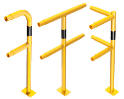 Beschermhek railing modulair TS2 staal geel/zwart - begin/einde/midden/hoek paal