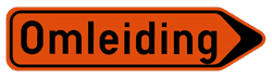 Vlak omleidingsbord F41 - Wegwijzer omleidingsweg