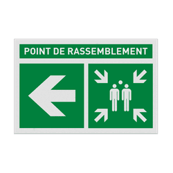 Autocollant ou panneau - E007 - Point de rassemblement à gauche