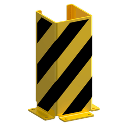 Aanrijdbeveiliging staal U-profiel 160x160x5mm - geel/zwart - vloermontage