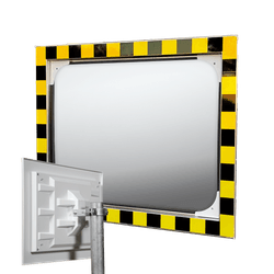 Miroir de circulation acrylique - 600x400mm - avec cadre rouge/blanc
