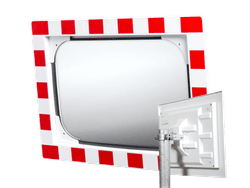 Miroir de circulation acrylique - 600x400mm - avec cadre rouge/blanc
