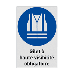 Autocollant ou panneau - M015 - Gilet à haute visibilité obligatoire