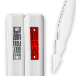 Bermpaal wit kunststof type Harpoen 1200x110x50mm - met reflectoren rood/wit