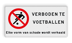 Verkeersbord voetballen verboden - met tekst