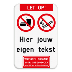 Informatiebord met 2 pictogrammen - Eigen tekst