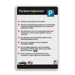 Informatiebord parkeerreglement G4S - 2:3 - Reflecterend