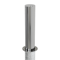 Inzinkbare RVS afzetpaal 750xØ154mm - semi automatisch met driekantslot