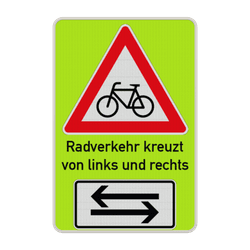 Warnschilder - Radverkehr kreuzt von links und rechts