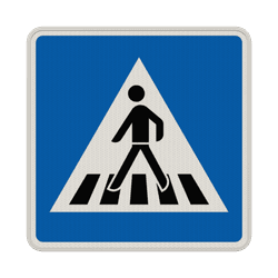 Verkehrszeichen 350-20 - Fußgängerüberweg Aufstellung links