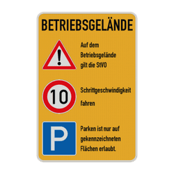 Kombischild betriebsgelände mit Verhaltensregeln - reflektierend