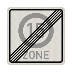 Verkehrszeichen 274.2-15 - Ende Tempo 15-Zone