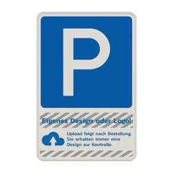 Parkplatzschild mit Firmenlogo aus Dibond&reg;traffic &ndash; reflektierend