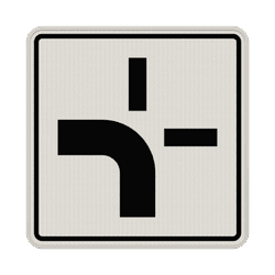 Verkehrszeichen 1002-10 - Verlauf der Vorfahrtstraße an Kreuzungen (von unten nach links)