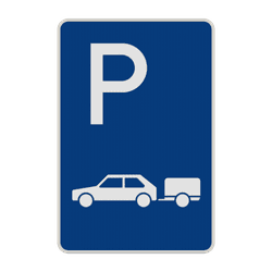 Parkplatzschild f&uuml;r Personenkraftwagen mit Anh&auml;nger