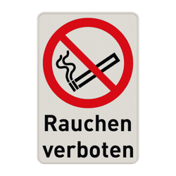 Verbotsschilder - Rauchen verboten und Text