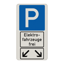 Parkschilder, Parkplatz zwei Elektrofahrzeuge - reflektierend