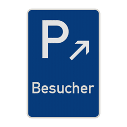 Parkplatzschild mit Pfeil - f&uuml;r Besucher