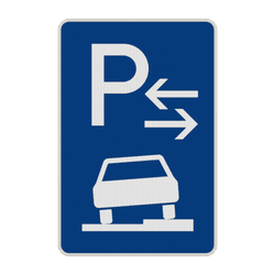 Verkehrszeichen 315-58 - Parken halb auf Gehwegen (Mitte)