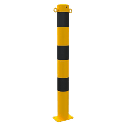 Kettenpfosten Stahl 900 mm gelb-schwarz – Bodenmontage