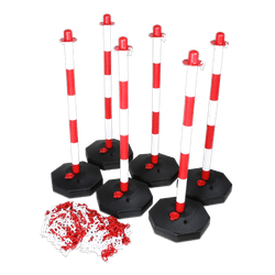 Kettingpaal kunststof met vulbare voet - set 6 stuks inclusief ketting en sluithaken
