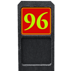 Poteau de num&eacute;ro de maison avec panneau rouge-jaune r&eacute;fl&eacute;chissant fluorescent