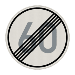 Verkehrszeichen 278-60 - Ende der zul&auml;ssigen H&ouml;chstgeschwindigkeit 60 km/h