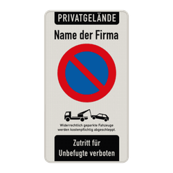 Parkverbotsschilder - Privatgrundstück Firma , Parkverbot mit Abschleppsymbol