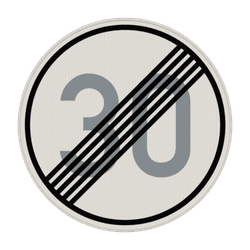 Verkehrszeichen 278-30 - Ende der zul&auml;ssigen H&ouml;chstgeschwindigkeit 30 km/h