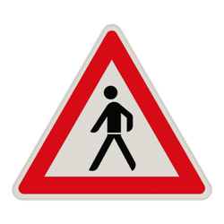 Verkehrszeichen 133-10 - Fu&szlig;g&auml;nger! Aufstellung rechts