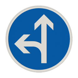 Verkehrszeichen 214-10 - Vorgeschriebene Fahrtrichtung &ndash; geradeaus oder links