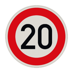 Verkehrszeichen 274-20 - Zul&auml;ssige H&ouml;chstgeschwindigkeit 20 km/h